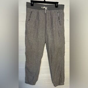 Athleta linen Cabo joggers, gray, women’s size 10. Zipper pockets. Cute!